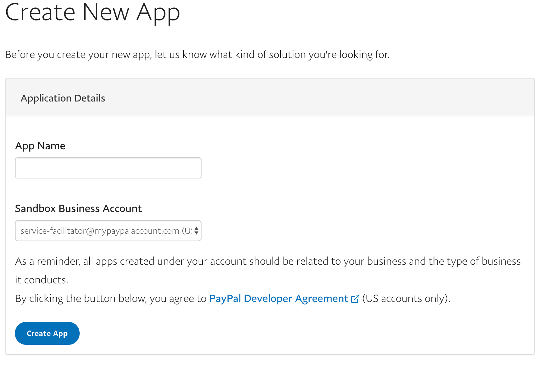 Create Sandbox App