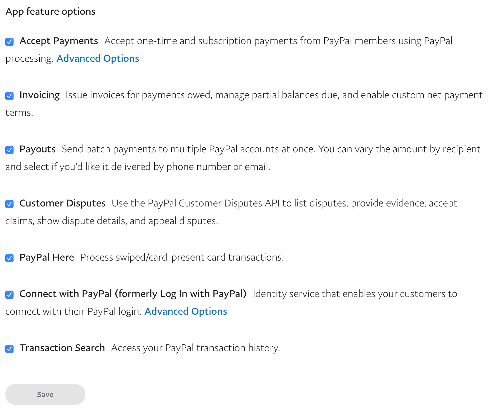 Live App Settings Box Options