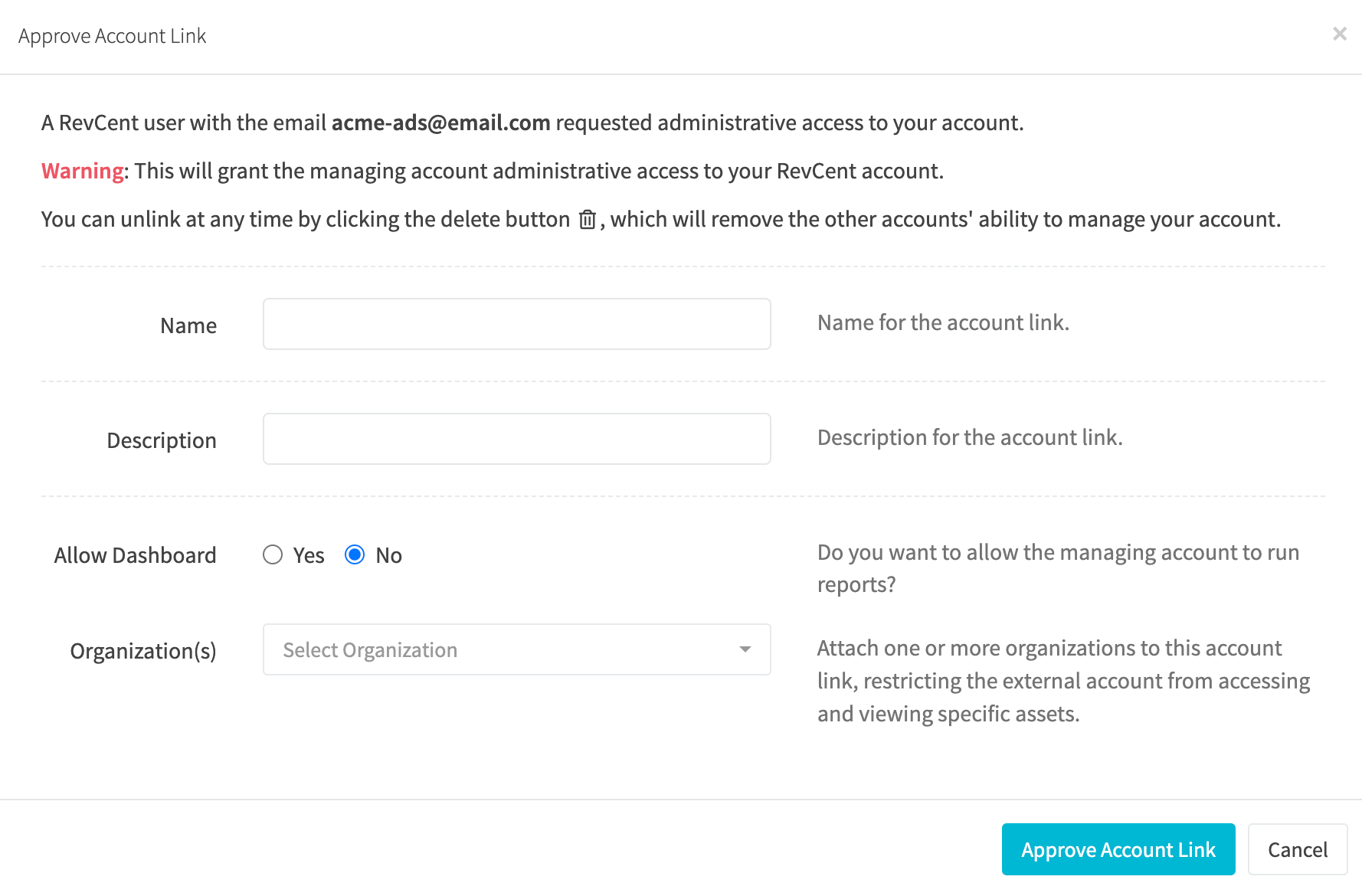 Approve Account Link
