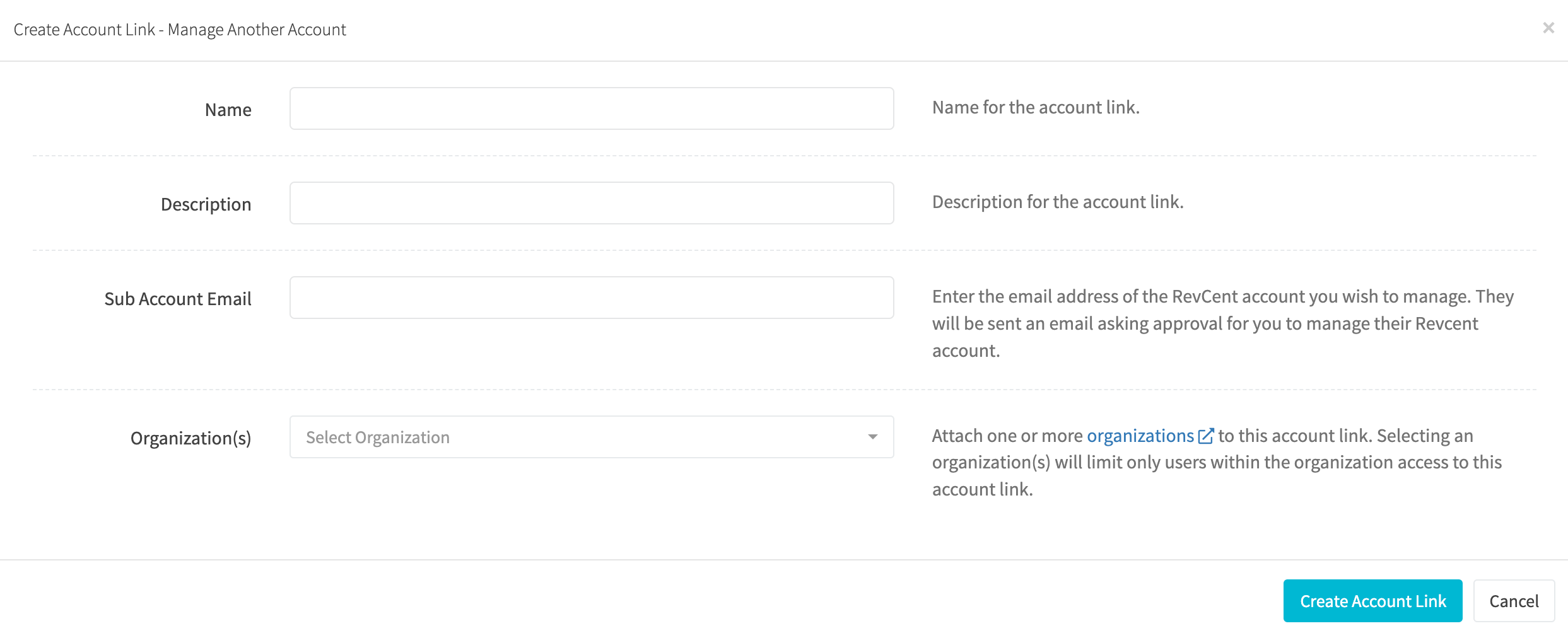 Create Account Link