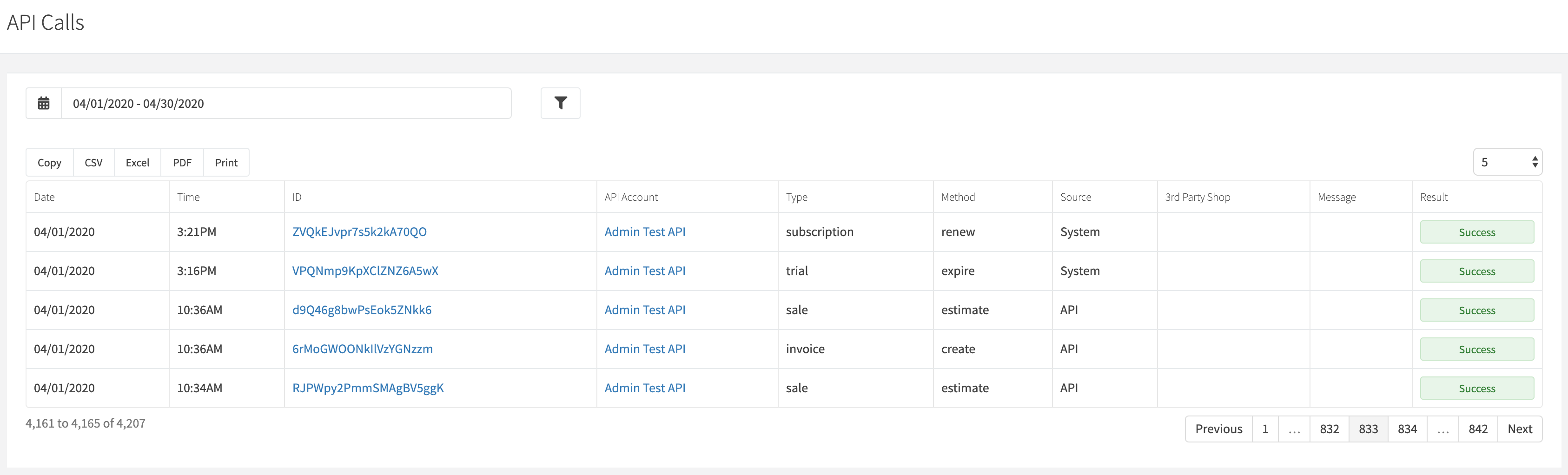 All API Calls