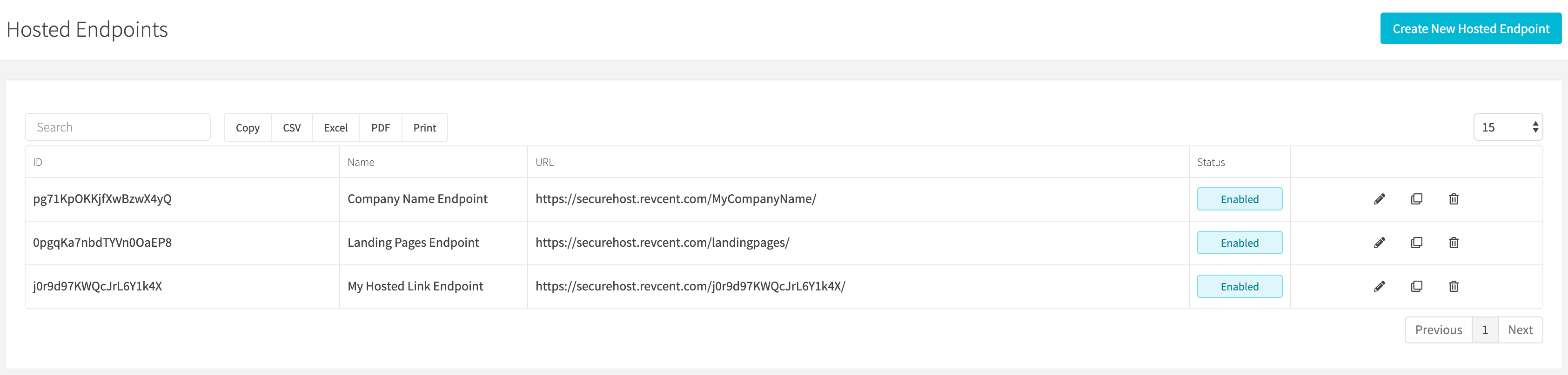 All Hosted Endpoints