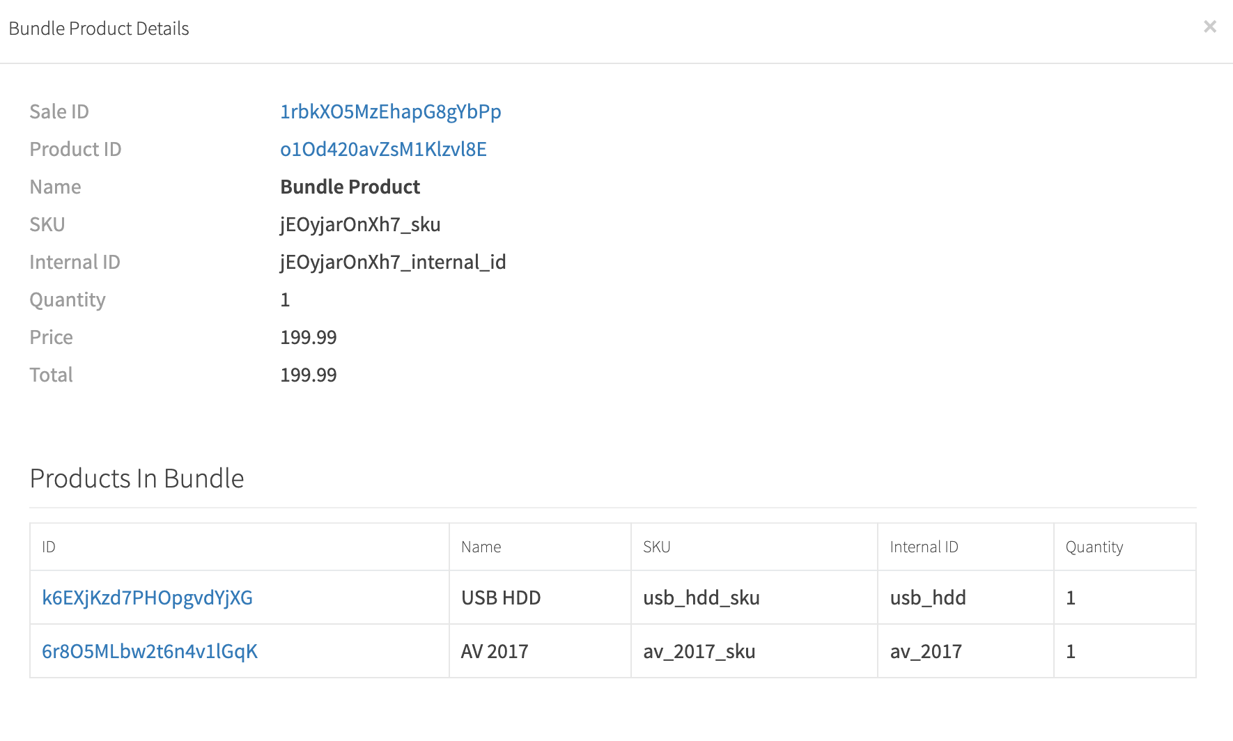 Bundle Product List Table Modal