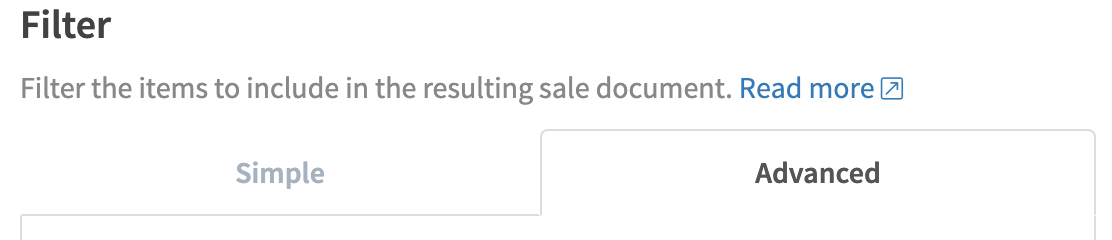 Create Document Advanced Filter