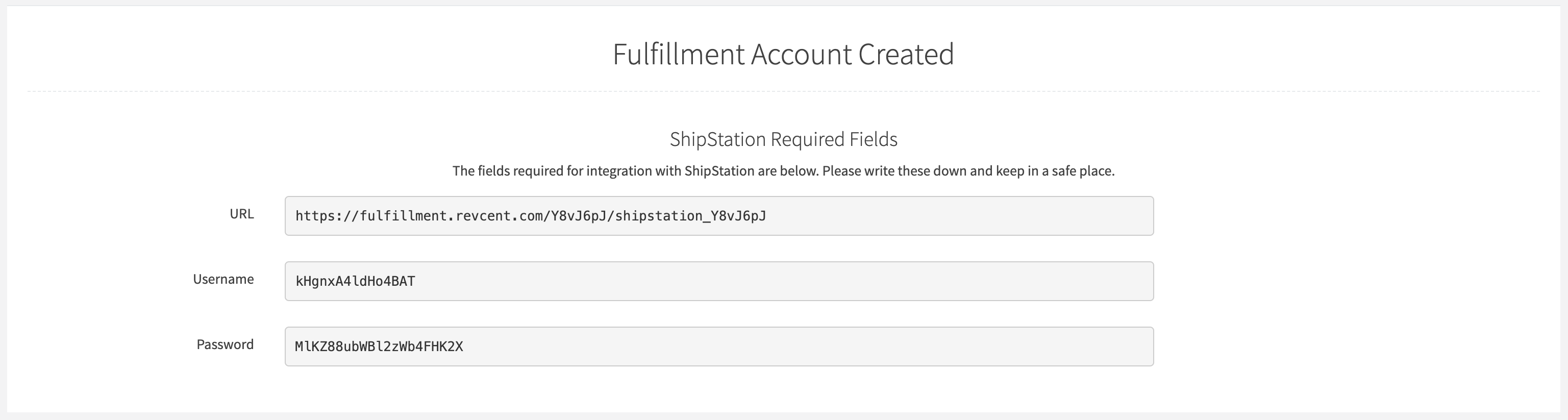 Fulfillment account created