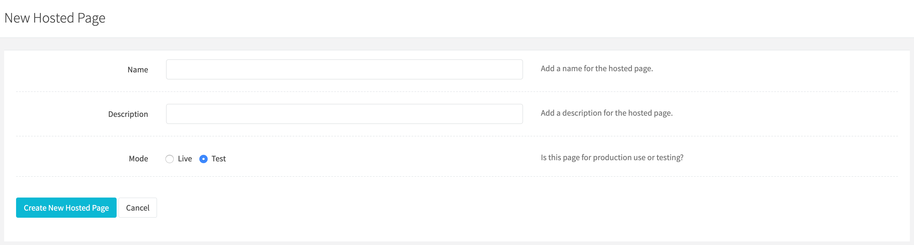 Create Hosted Page