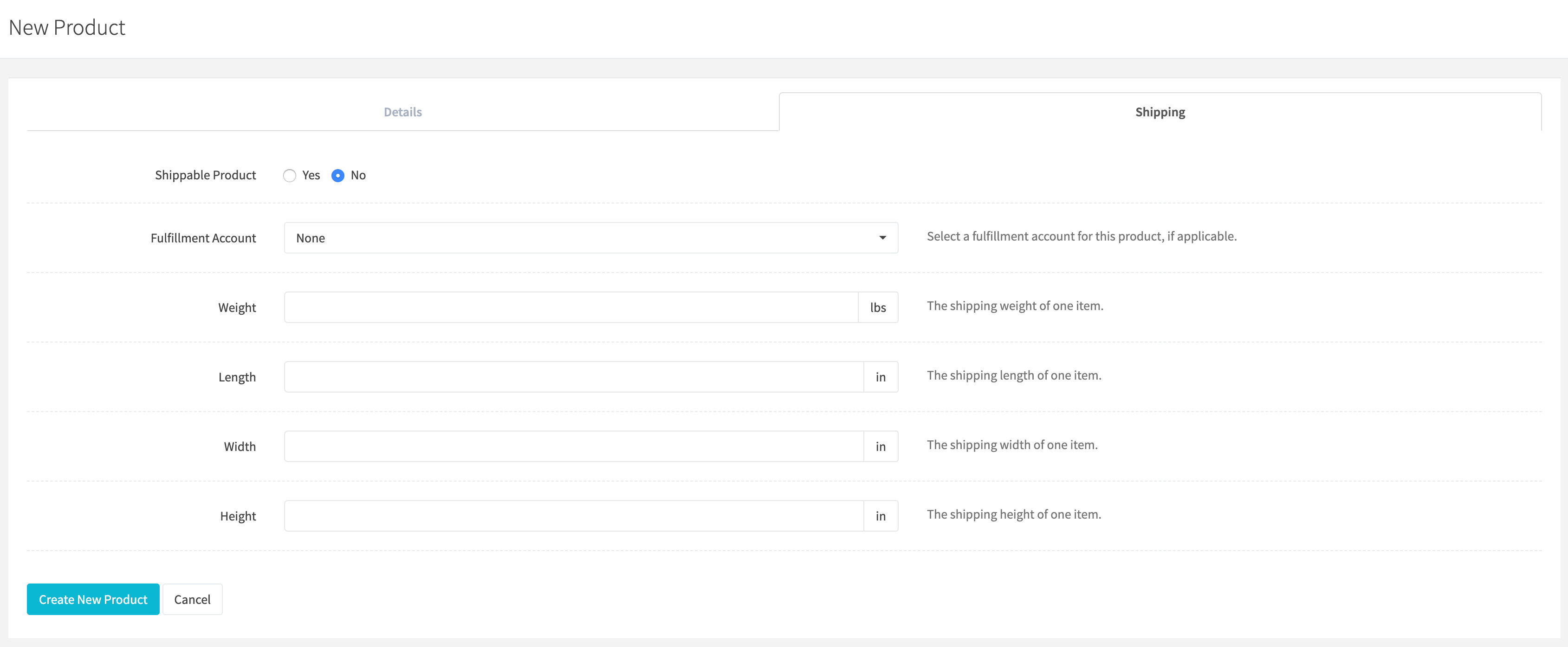 Create Product Shipping