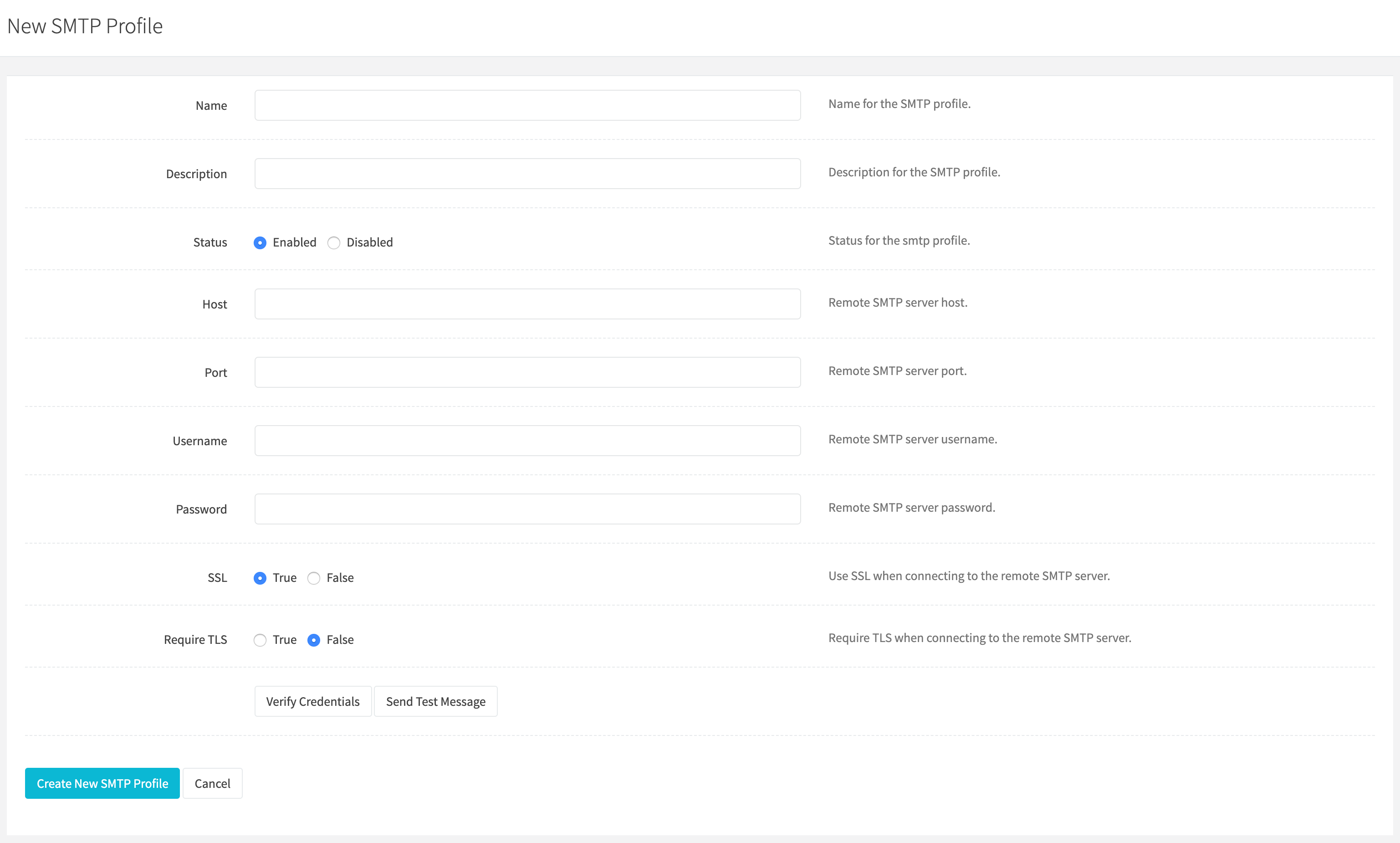 Create SMTP Profile