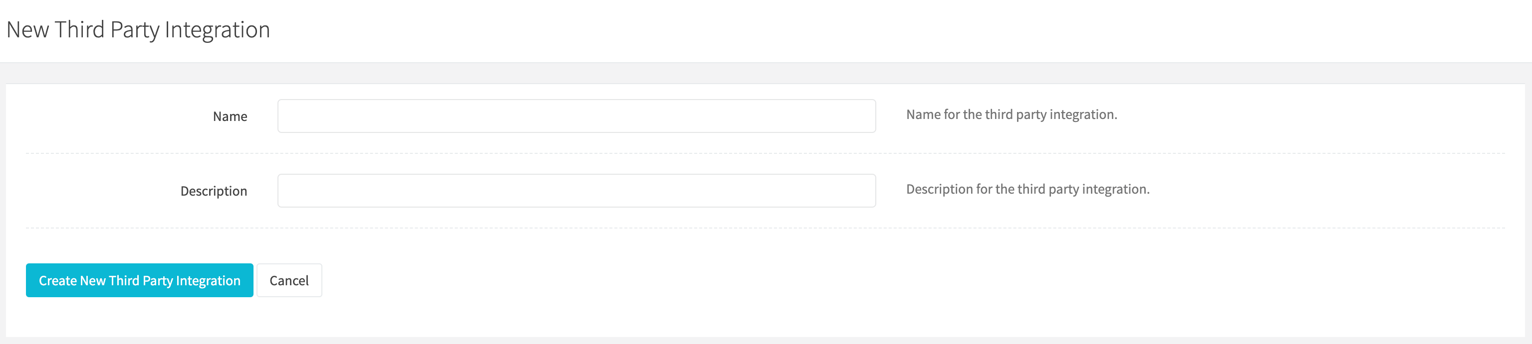 Create Third Party Integration