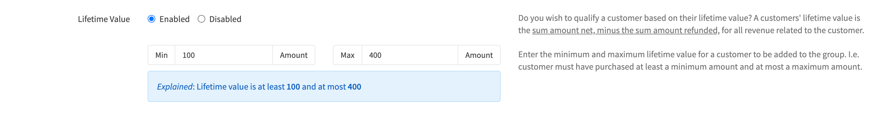 Customer Group Edit Qualifiers Lifetime Value