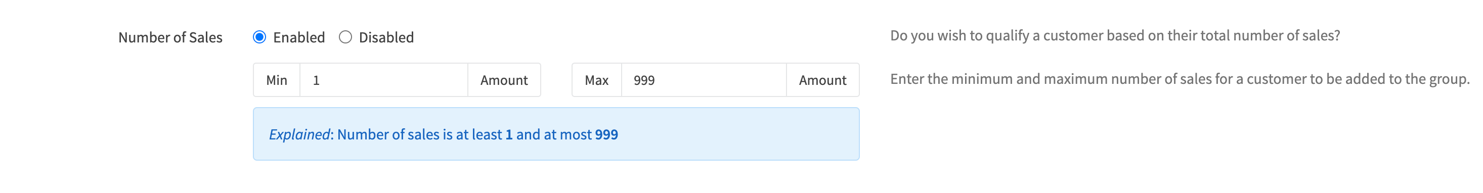 Customer Group Edit Qualifiers Num Sale