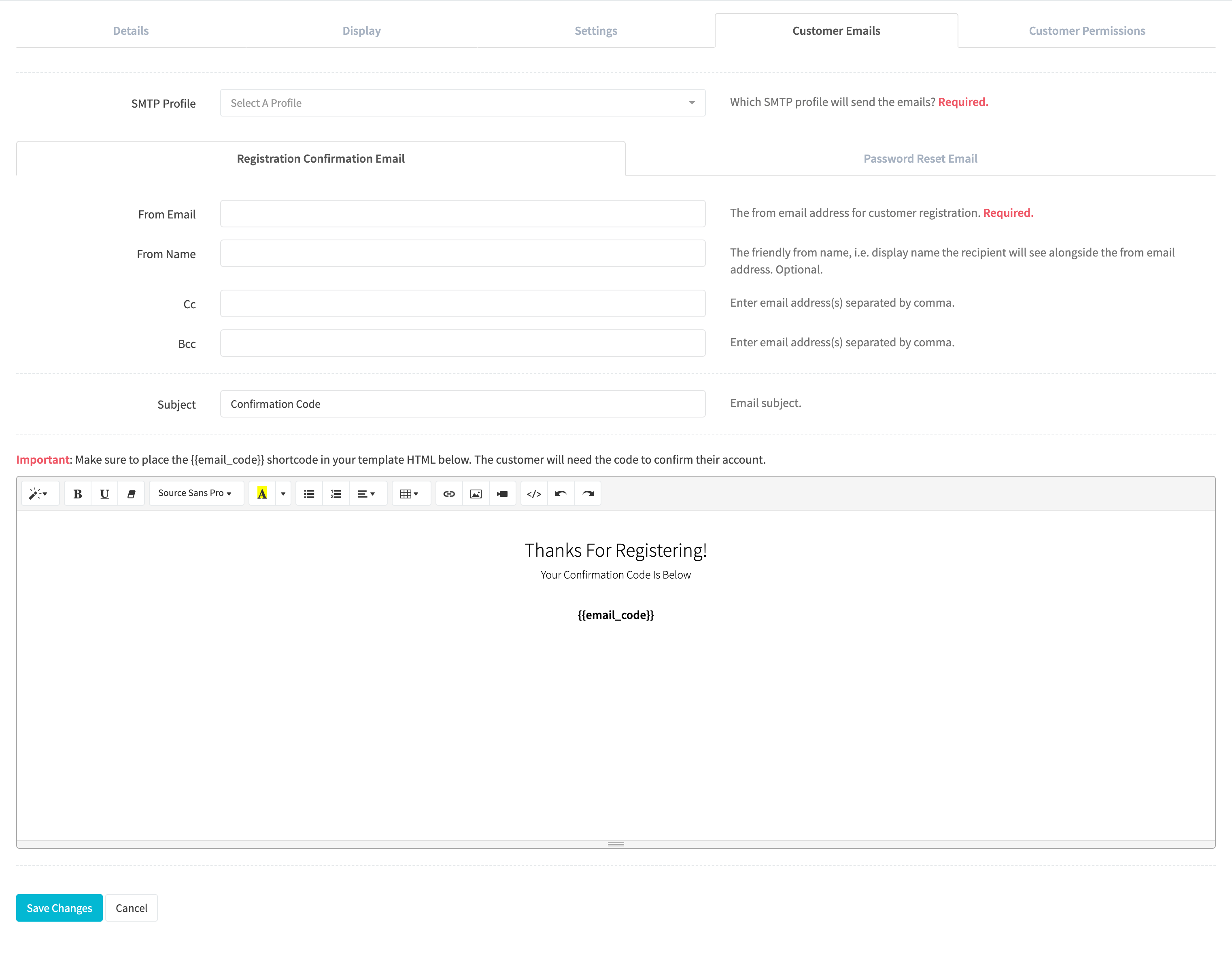Customer Portal Edit Customer Emails