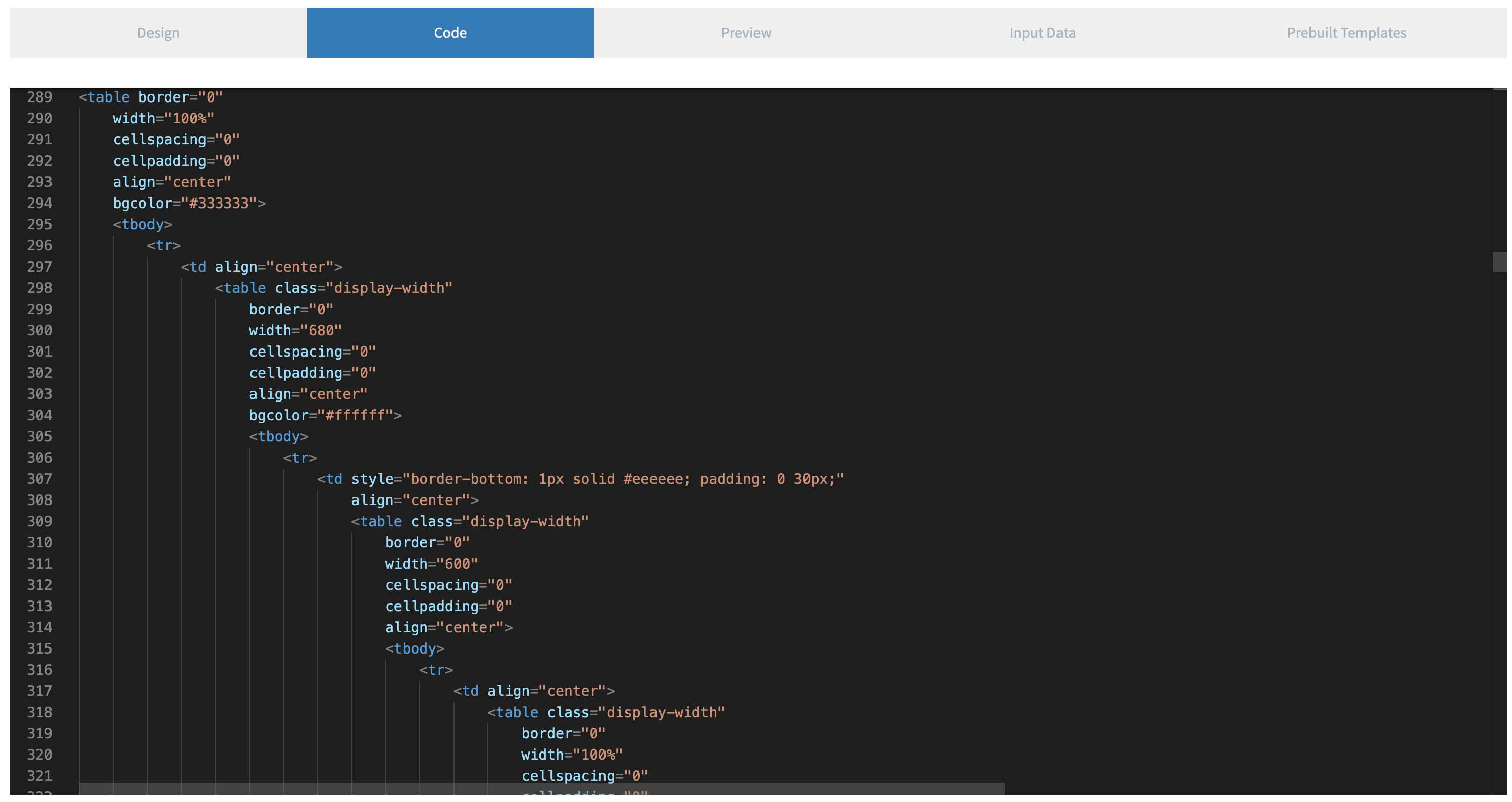 Edit Email Template Content Code
