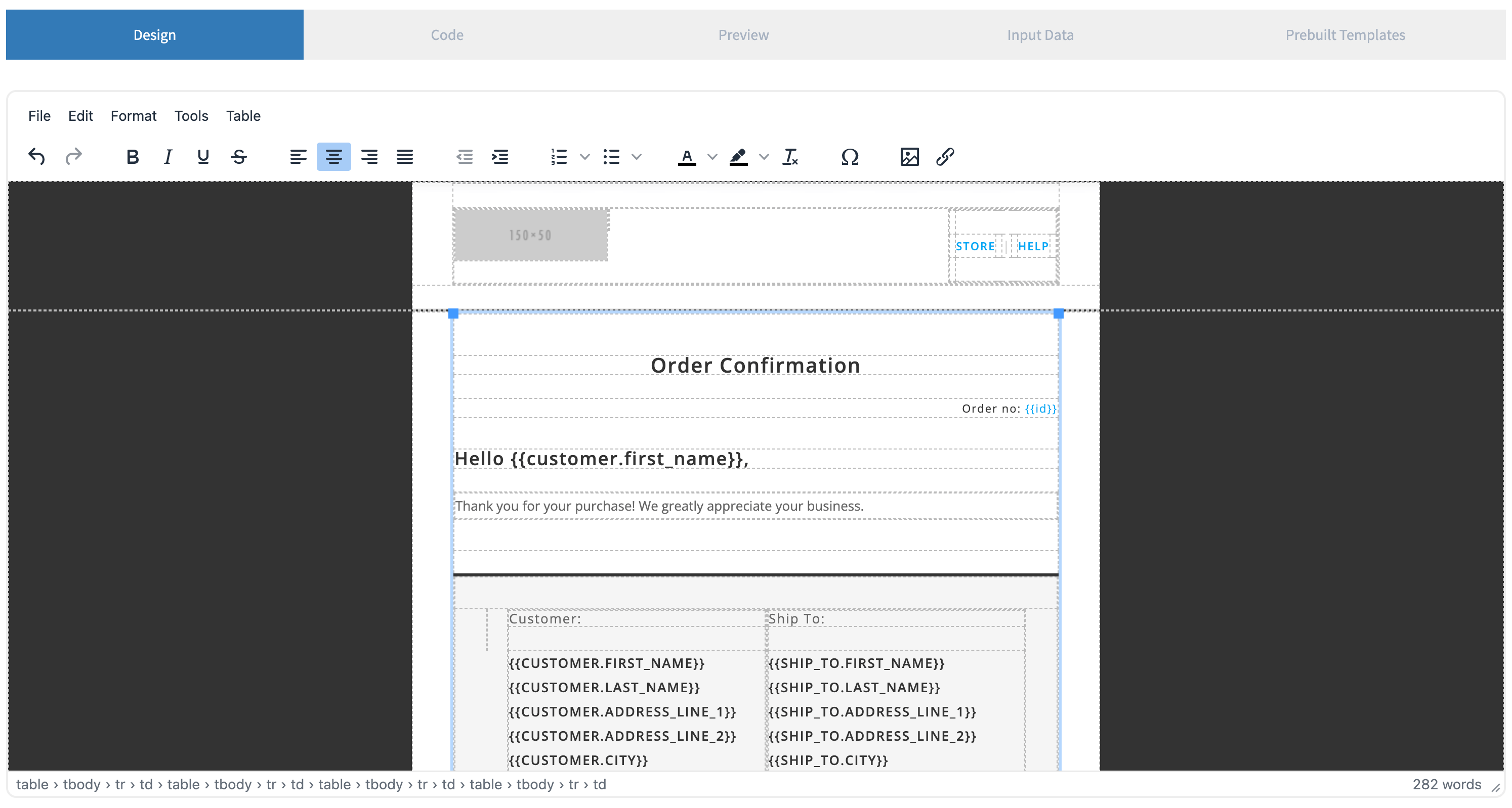 Edit Email Template Content Design