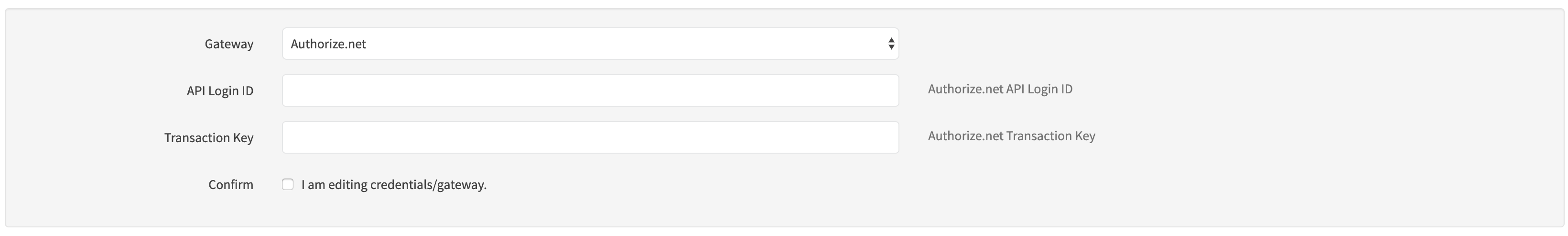 Edit Gateway Modify Credentials