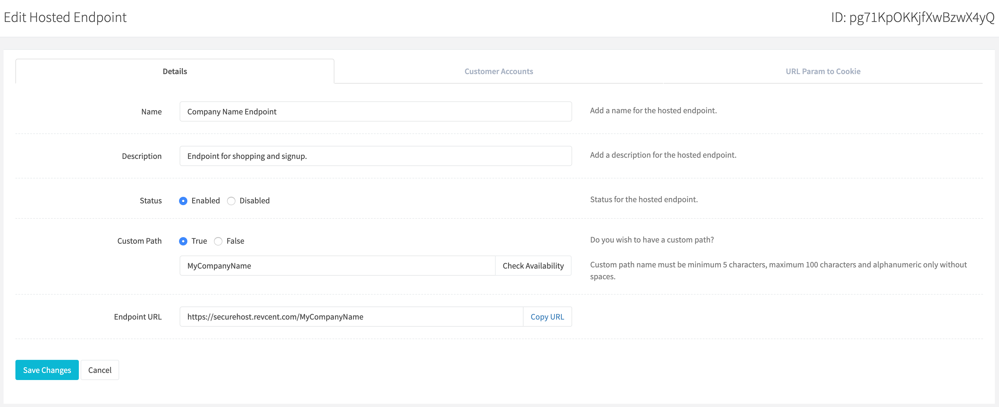 Edit Hosted Endpoint Details