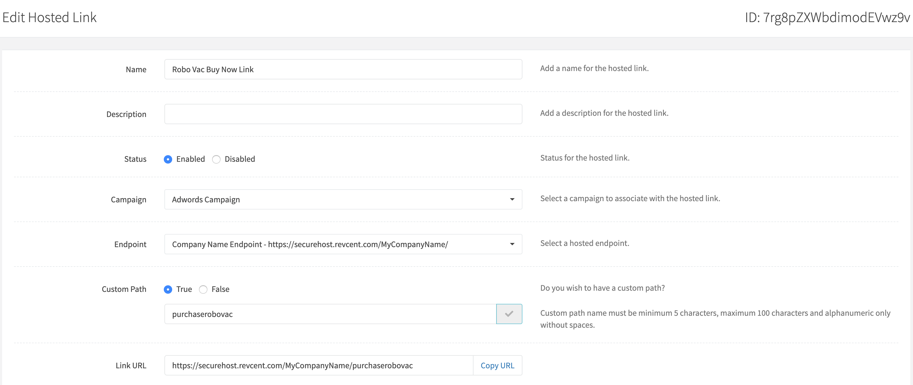 Edit Hosted Link Basic