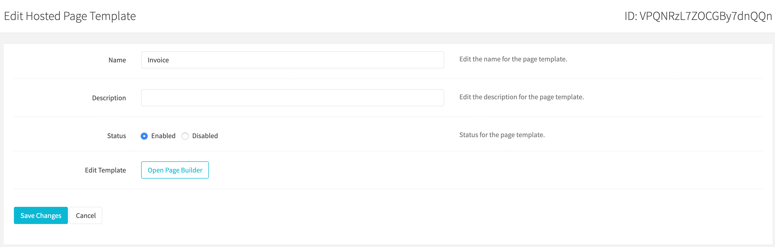 Edit Hosted Page Template