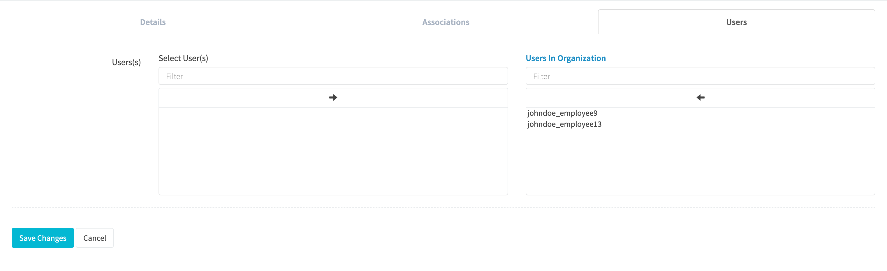 Edit Organization Users