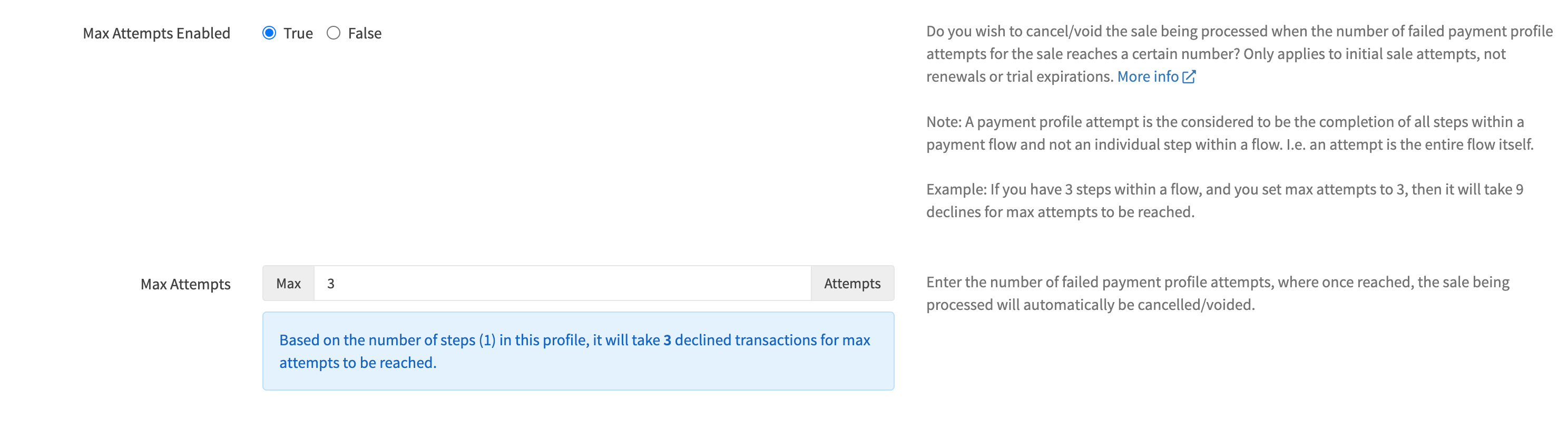 Edit Payment Profile Max Attempts