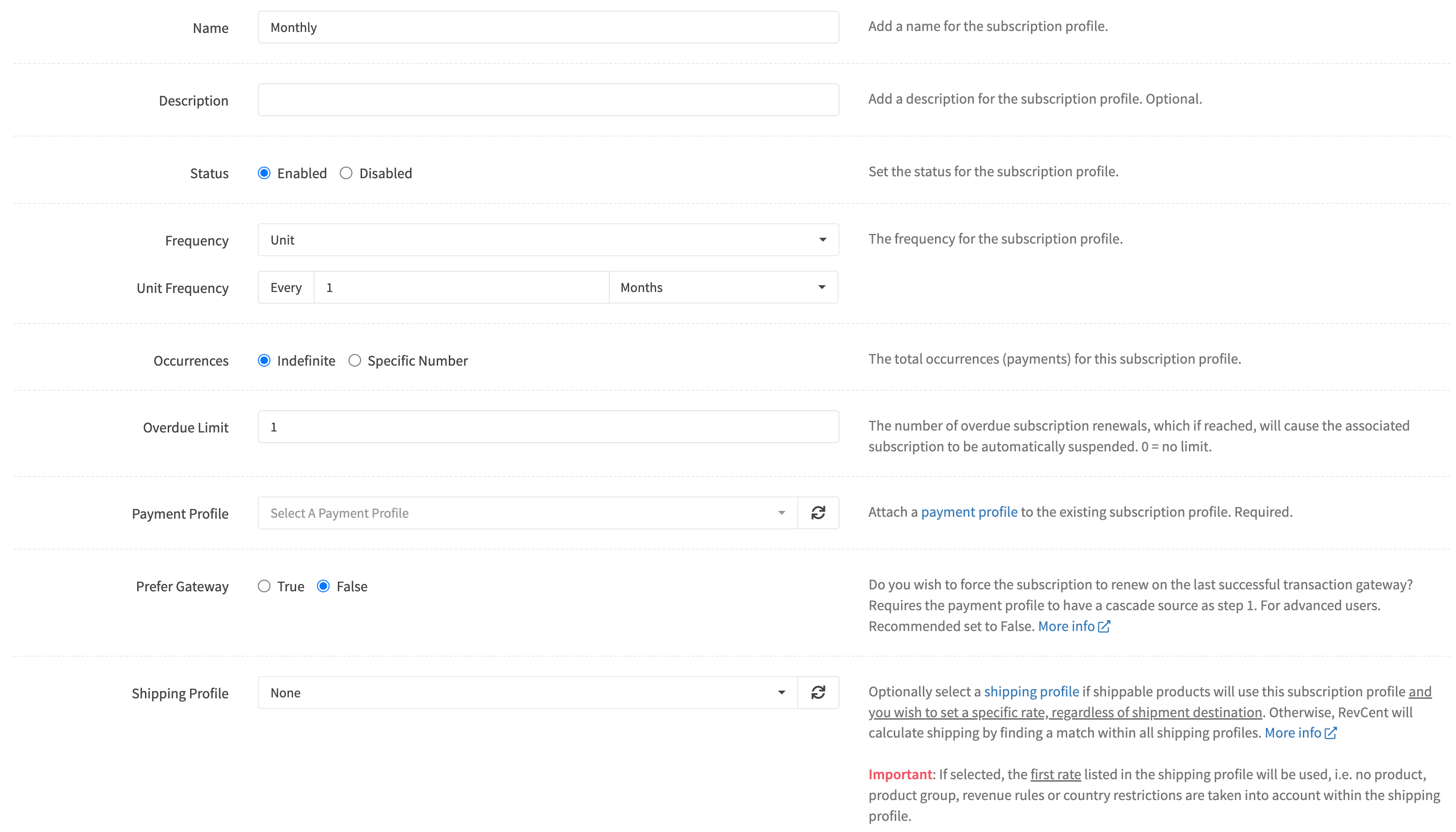 Edit Subscription Profile Prefer Gateway