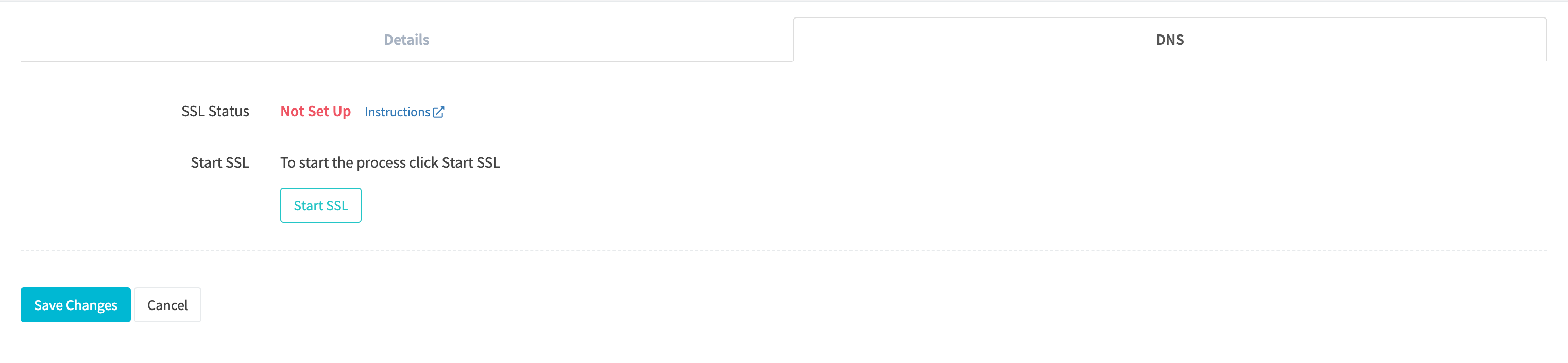 Edit tracking domain SSL start