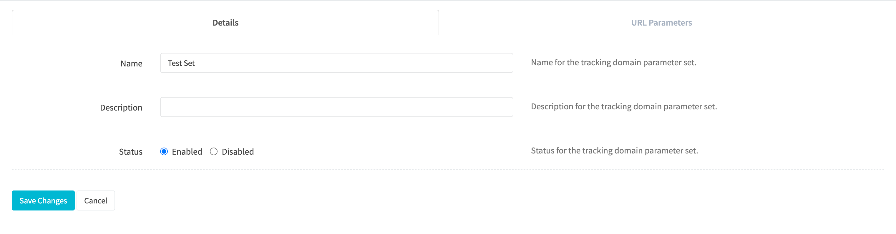 Edit URL parameter set details