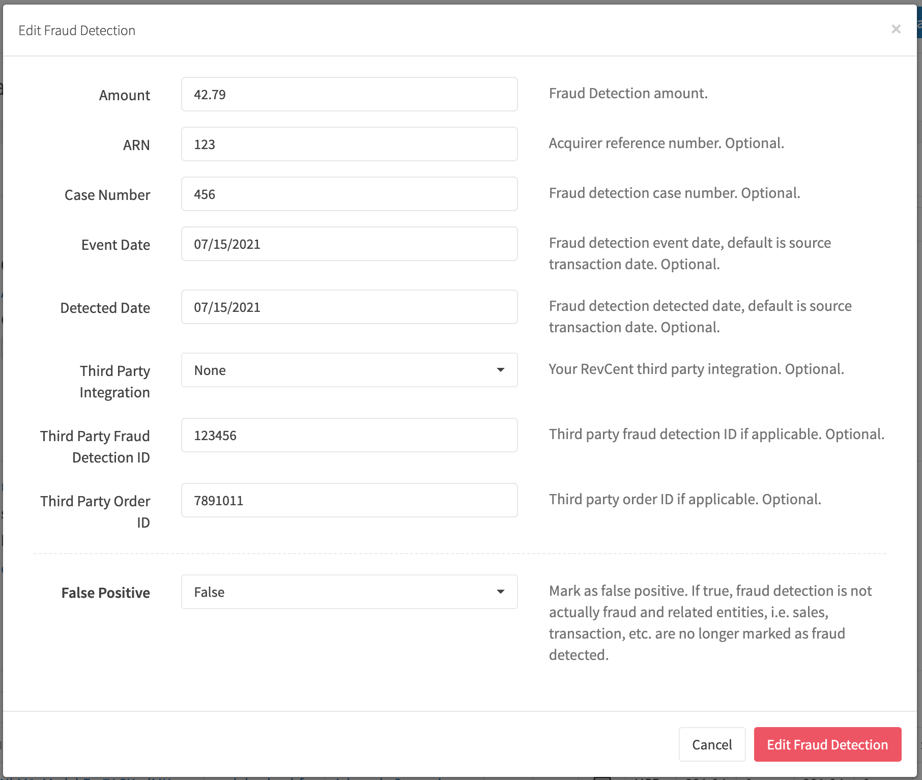 Fraud Detection Details Edit