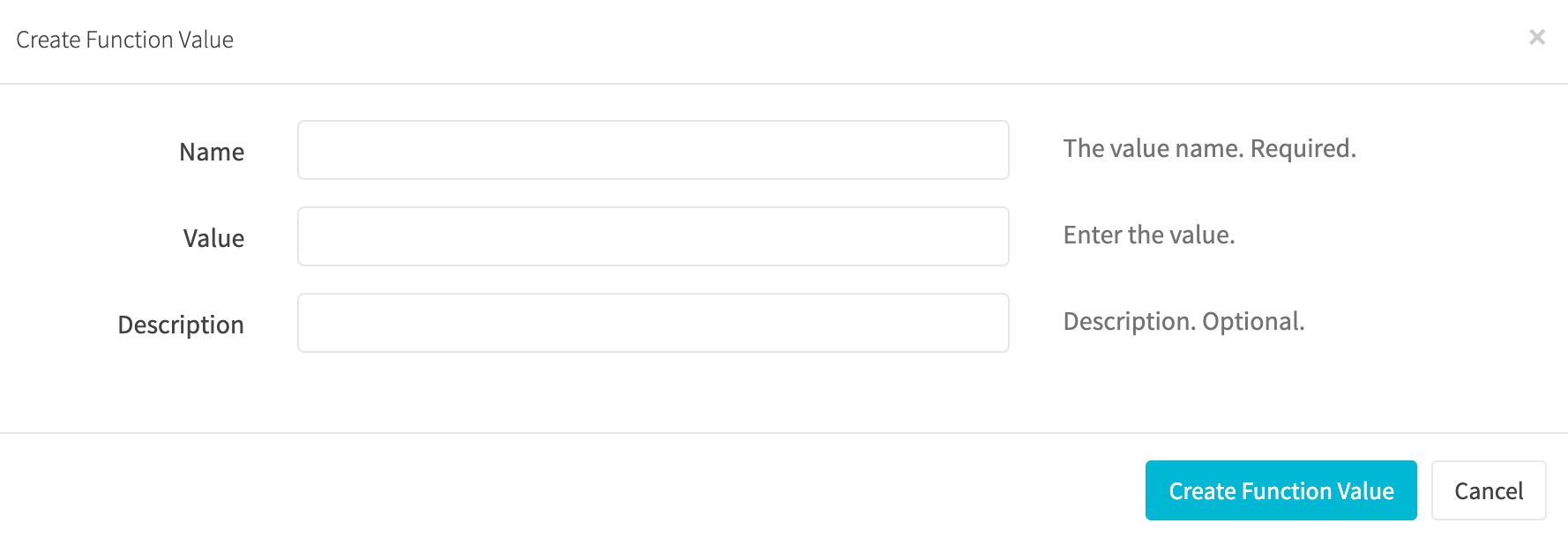 Create function value