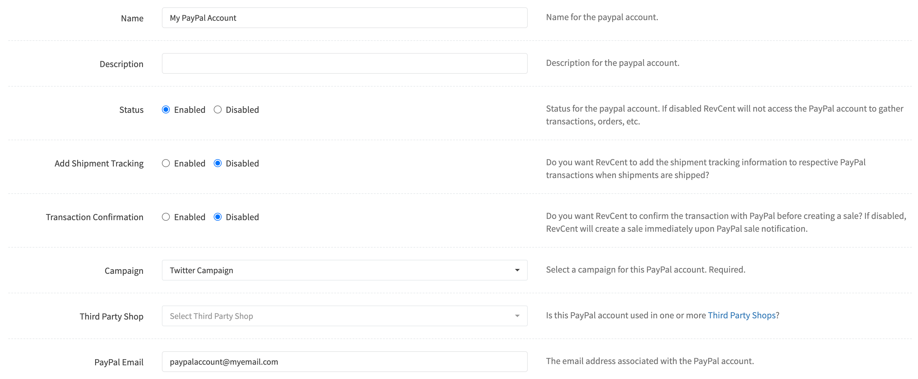 PayPal Account Edit Details