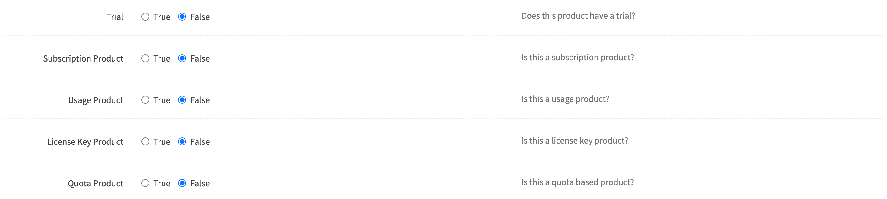 Product Type Options