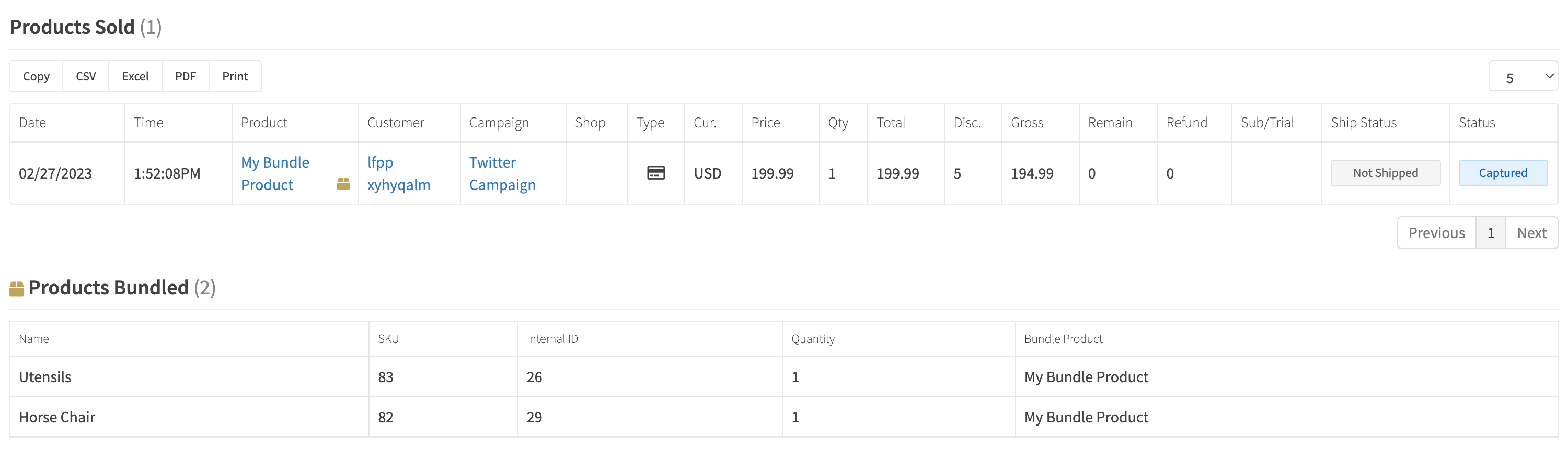 Products Bundled
