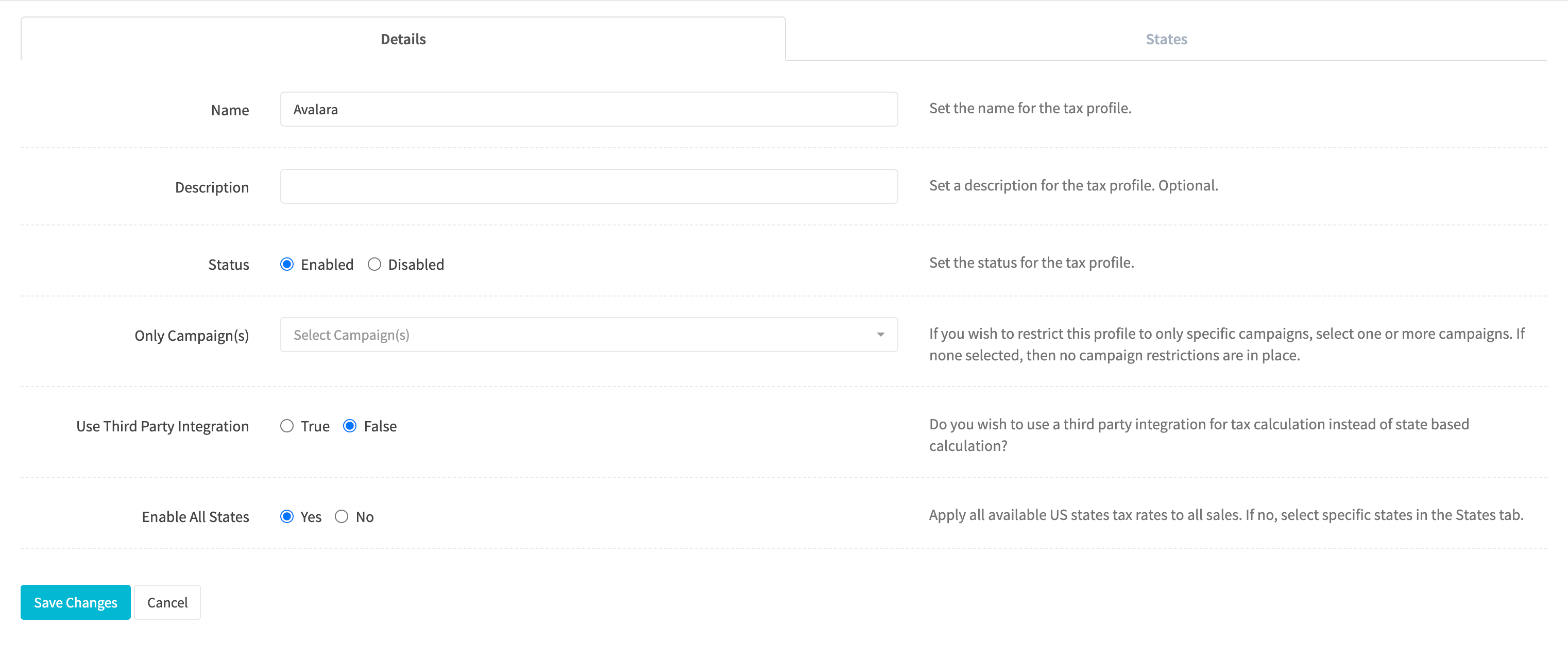 Tax Profile Details All